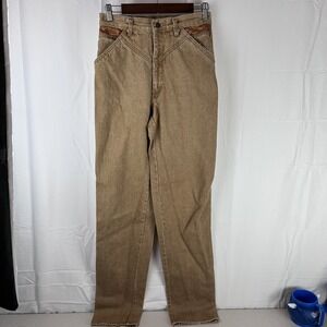 Vintage Roper Jeans Mens 27x36 Brown Western Leather‎ Trim High Rise Cowboy 90s